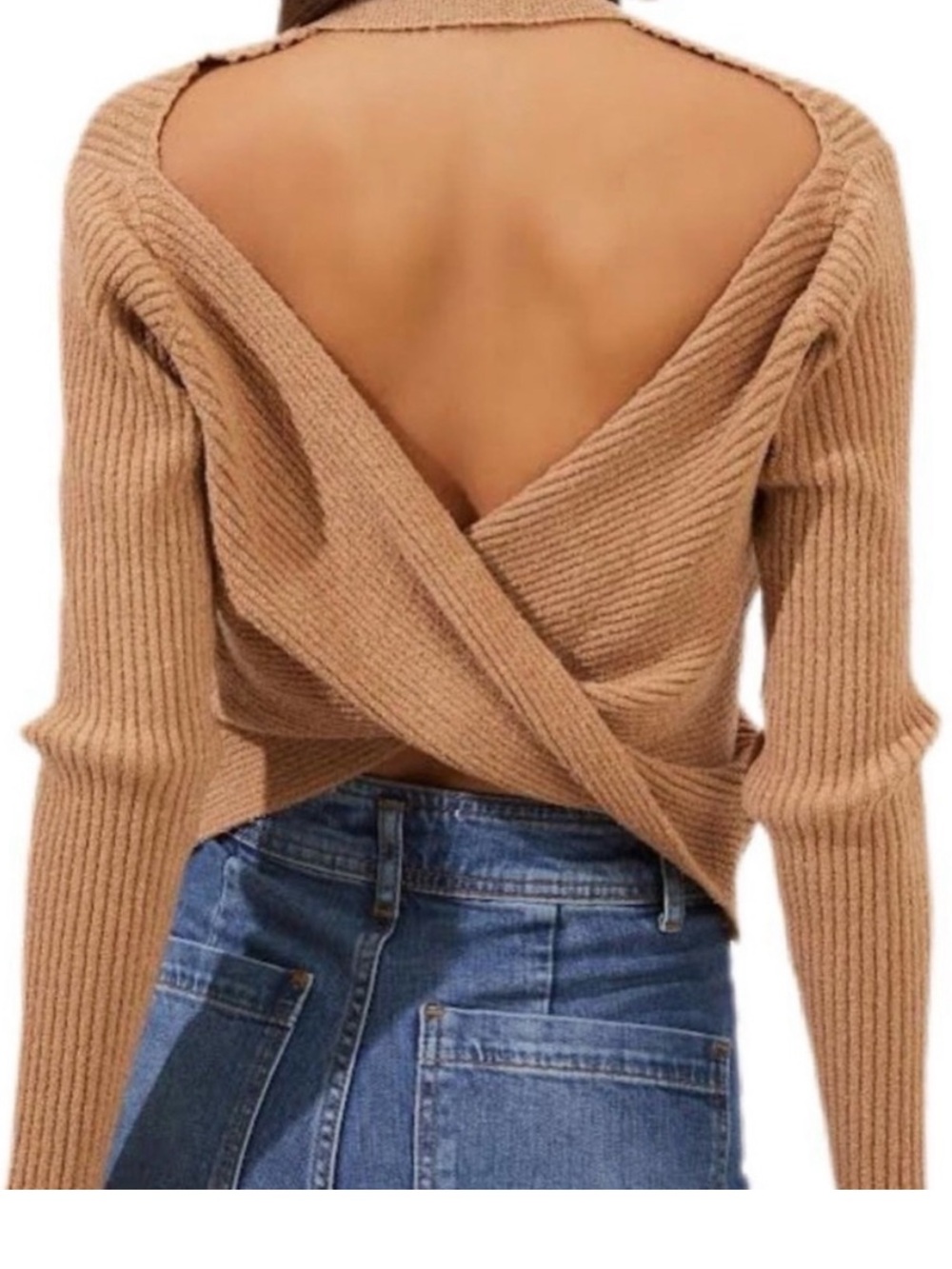 Prescott Open-Back Twist Ribbed Sweater - Camel - Picture 3 of 11